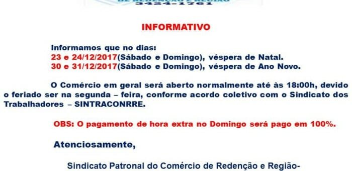 Comércio abrirá as portas neste Sábado e Domingo com aval do Sindicato